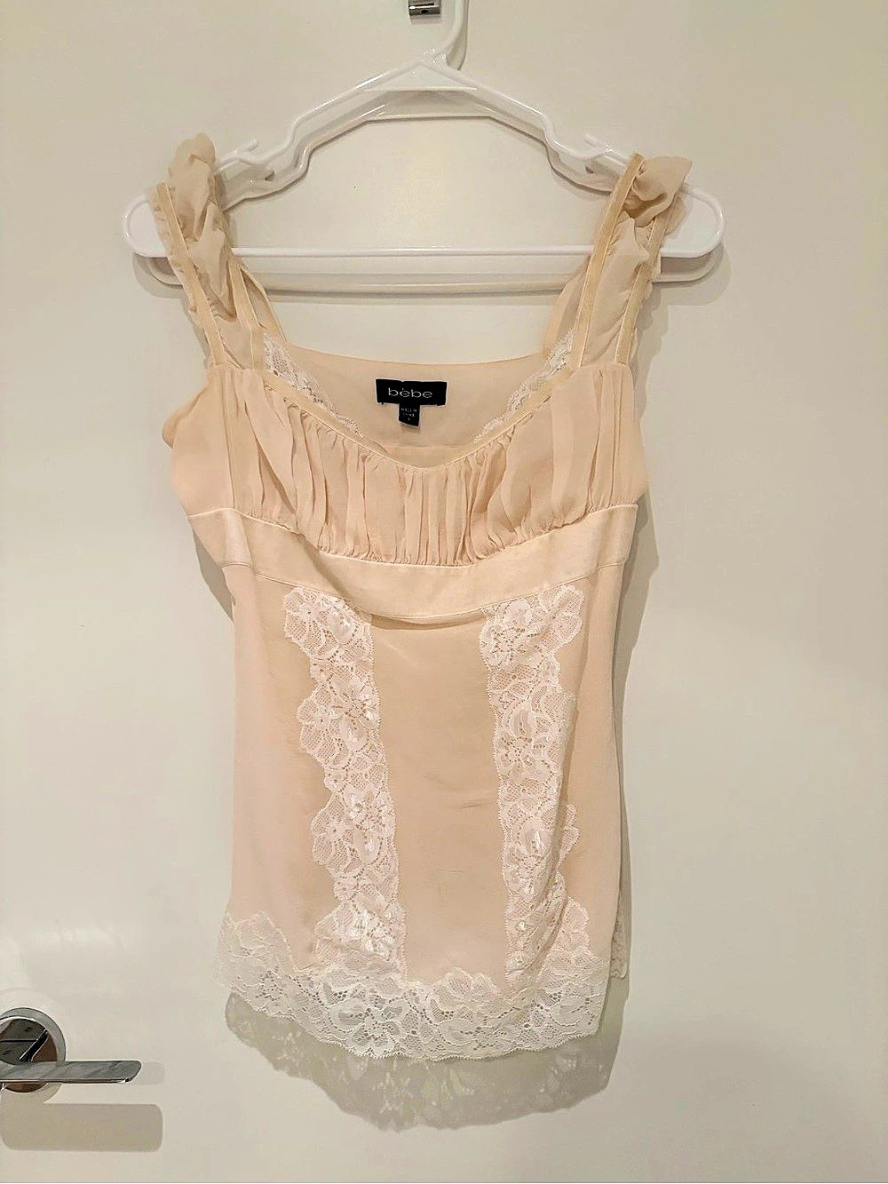 Vintage BEBE 100% silk with Lace Trim